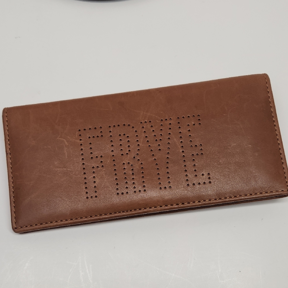 Frye Brown Perforated Leather Continental Wallet